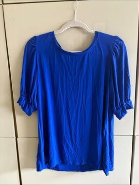 Cable & Gauge Puff Sleeve Tee in Royal Blue
